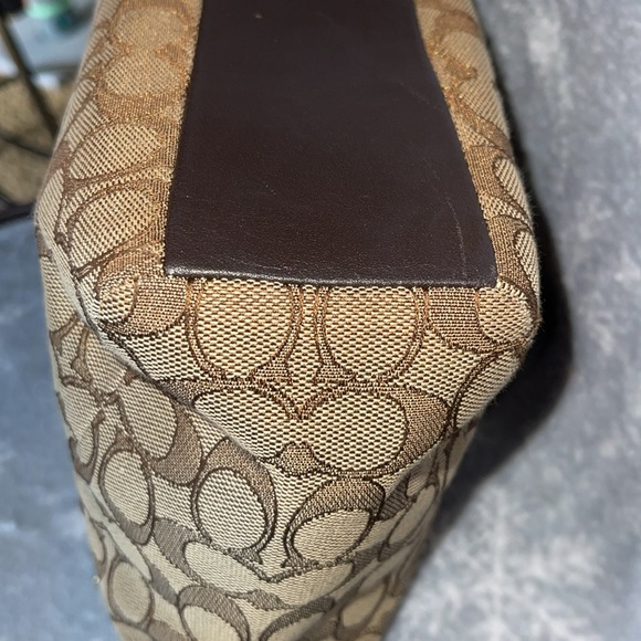 Coach Signature Mixed Leather Satchel/ crossbody / tote bag Brown - Picture 7 of 13